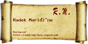 Radek Marléne névjegykártya